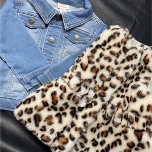 Leopard Print Faux Fur Coat and Denim Jacket